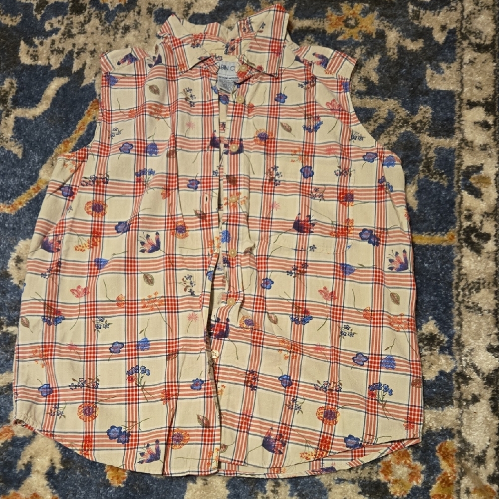 Cabin Creek Women's Sleeveless Plaid Shirt - Red and Blue